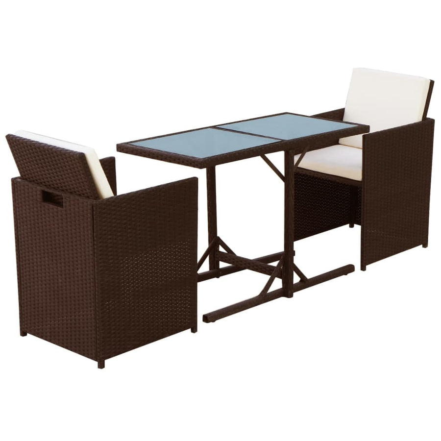 Bistroset Met Kussens Poly Rattan Bruin
