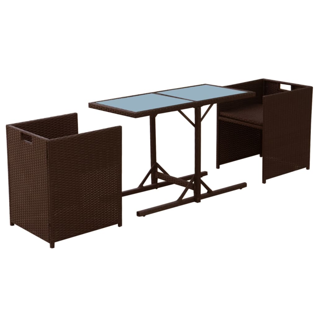 Bistroset Met Kussens Poly Rattan Bruin