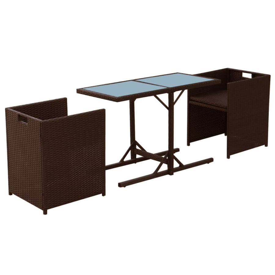 Bistroset Met Kussens Poly Rattan Bruin