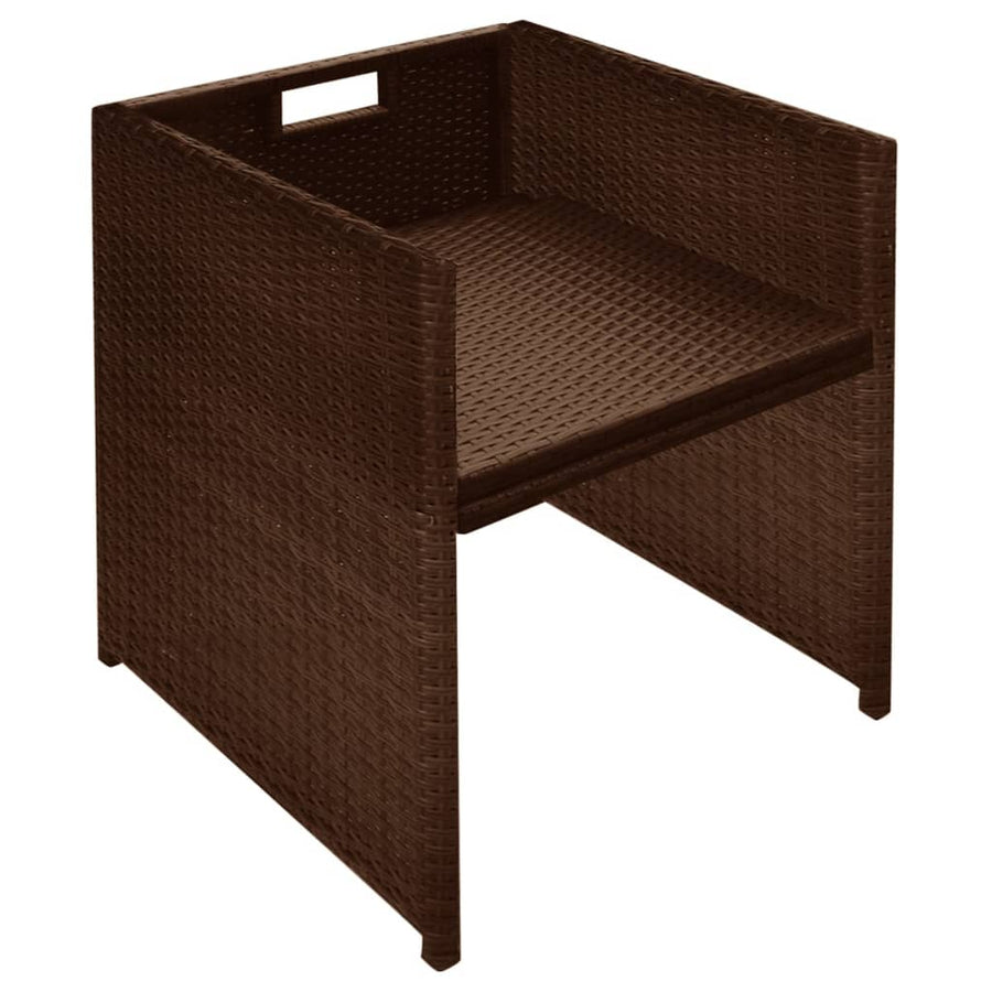 Bistroset Met Kussens Poly Rattan Bruin