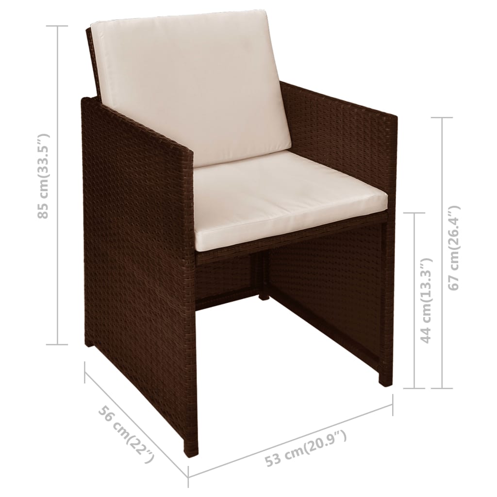 Bistroset Met Kussens Poly Rattan Bruin