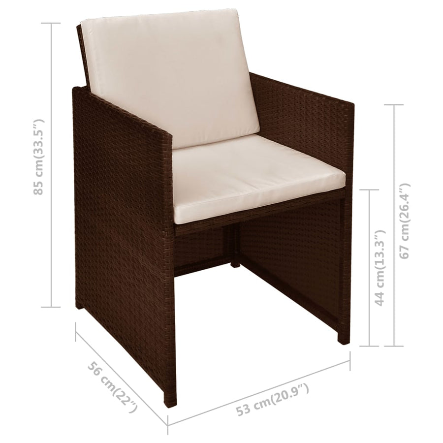 Bistroset Met Kussens Poly Rattan Bruin
