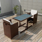 Bistroset poly rattan bruin met kussens