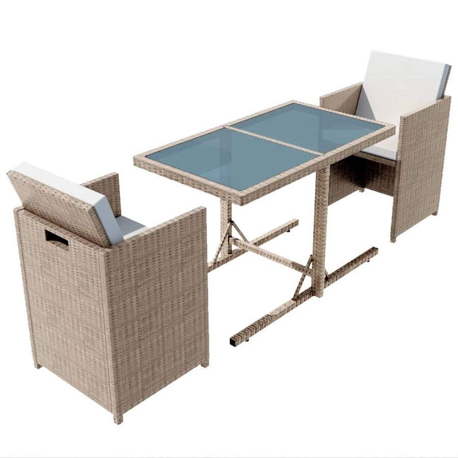 Bistroset Met Kussens Poly Rattan Beige