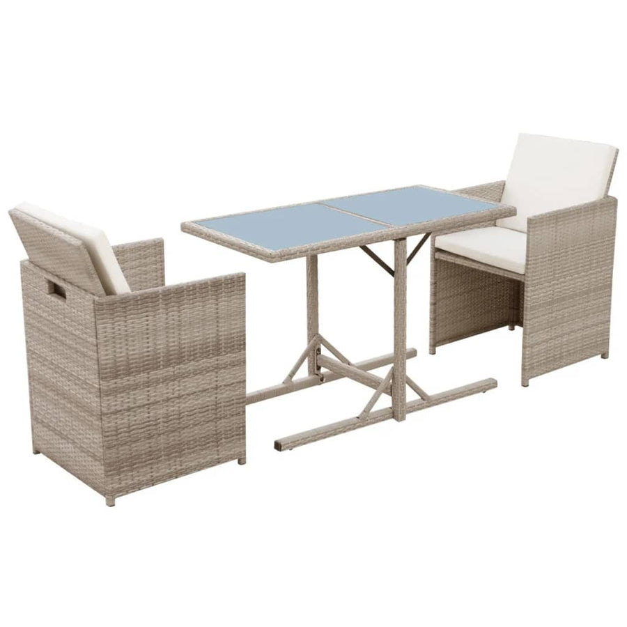 Bistroset Met Kussens Poly Rattan Beige