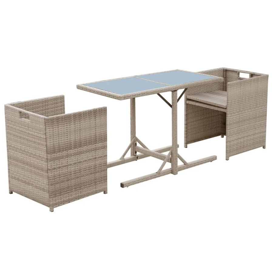 Bistroset Met Kussens Poly Rattan Beige
