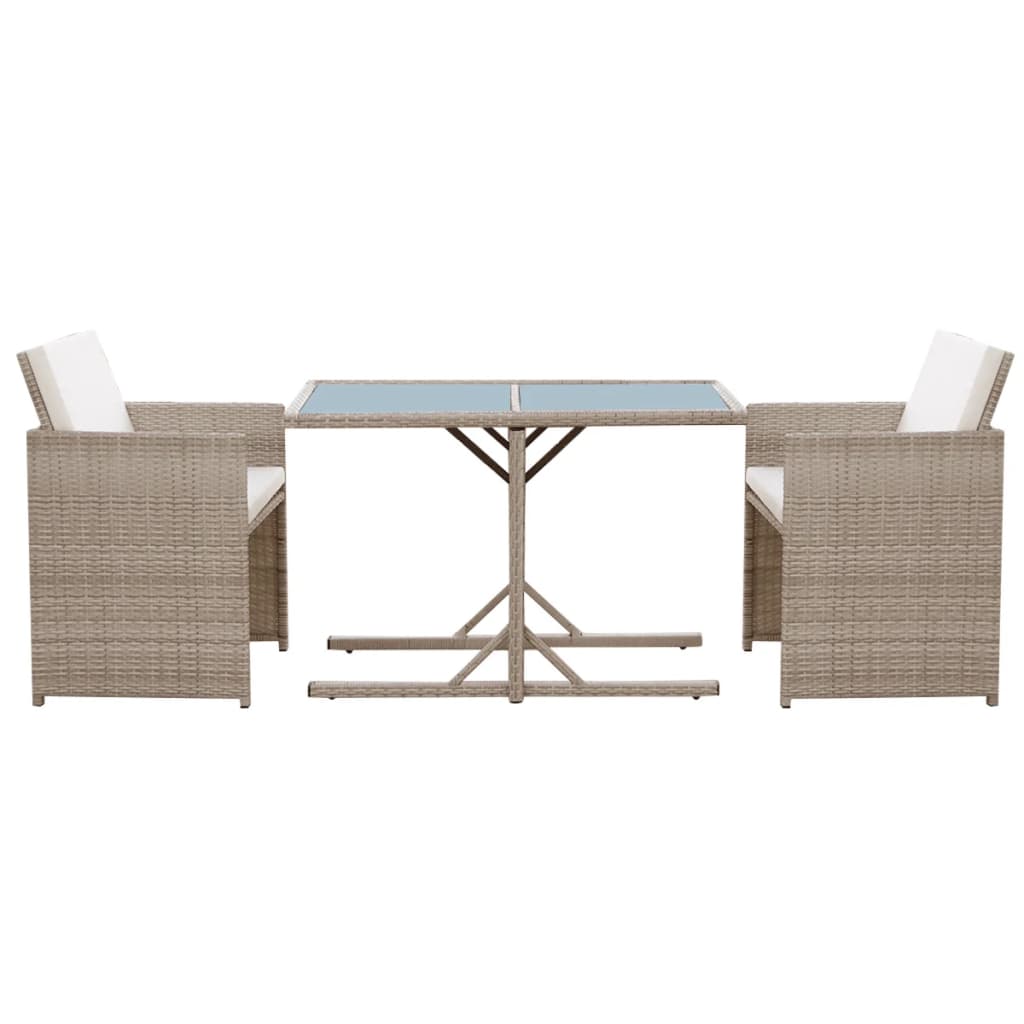 Bistroset Met Kussens Poly Rattan Beige