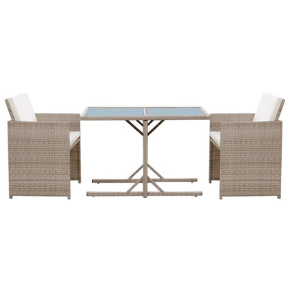 Bistroset Met Kussens Poly Rattan Beige