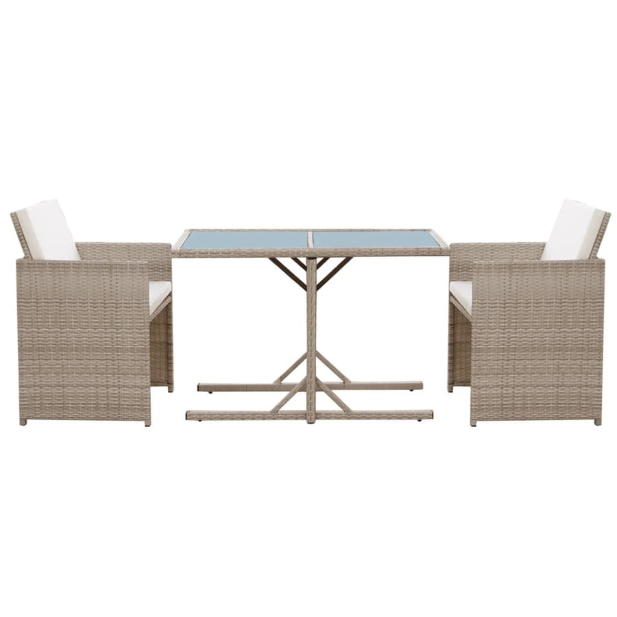 Bistroset Met Kussens Poly Rattan Beige