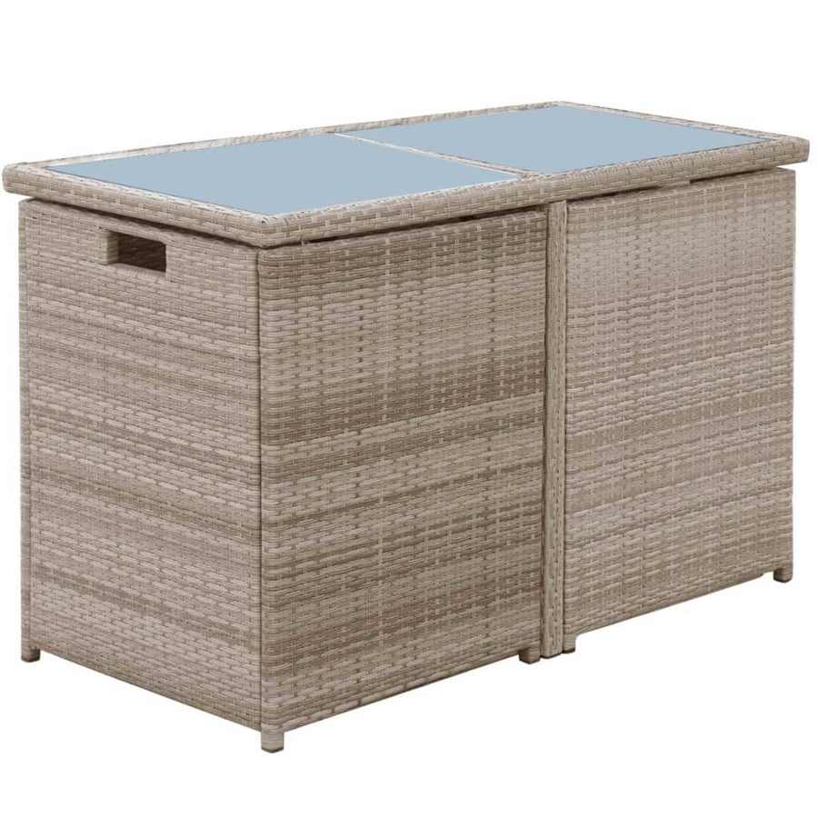 Bistroset Met Kussens Poly Rattan Beige