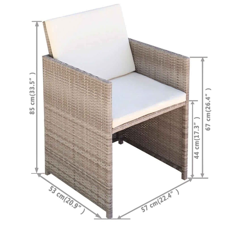 Bistroset Met Kussens Poly Rattan Beige