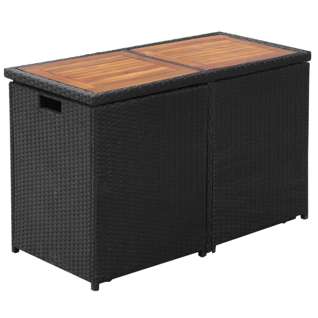 3-delige Bistroset met kussens poly rattan zwart