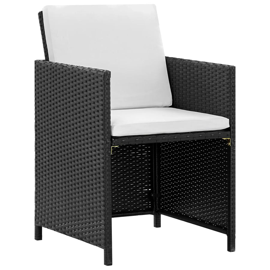 -Delige Tuinset Met Kussens Poly Rattan Zwart