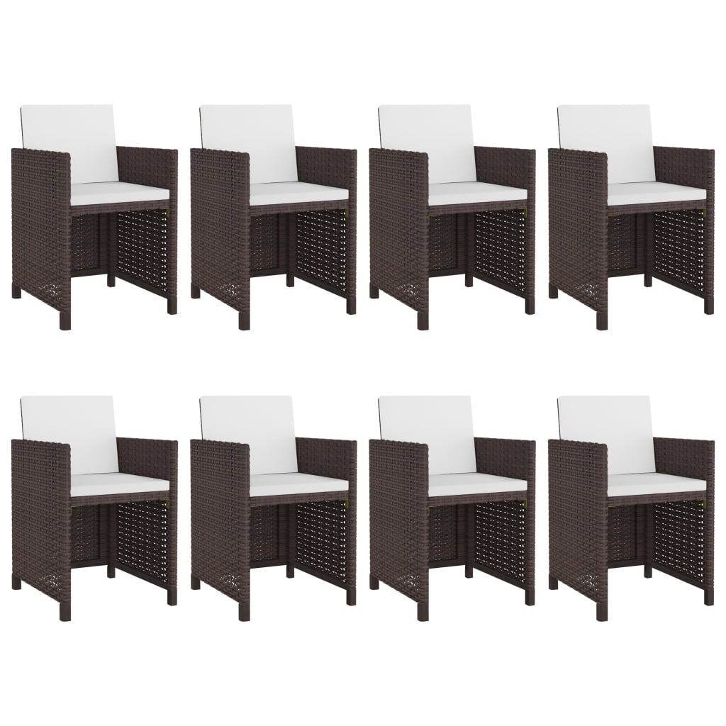 9-delige Tuinset met kussens poly rattan bruin