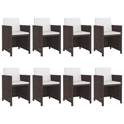 9-delige Tuinset met kussens poly rattan bruin