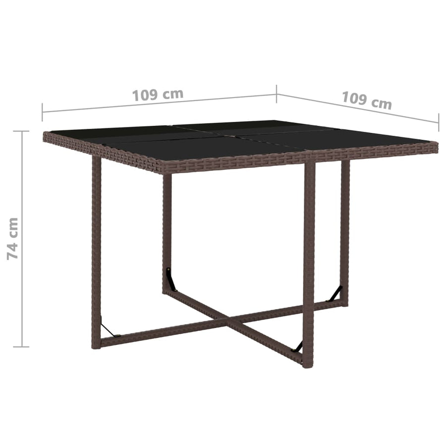 9-delige Tuinset met kussens poly rattan bruin