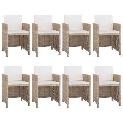 -Delige Tuinset Met Kussens Poly Rattan Beige en zwart