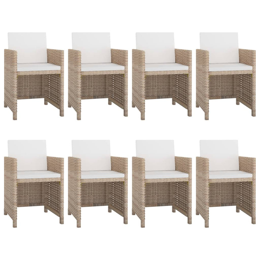 -Delige Tuinset Met Kussens Poly Rattan Beige en zwart
