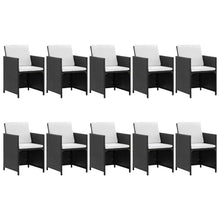 -Delige Tuinset Met Kussens Poly Rattan Zwart En Wit 167 cm tafellengte 10x Fauteuil + Tafel
