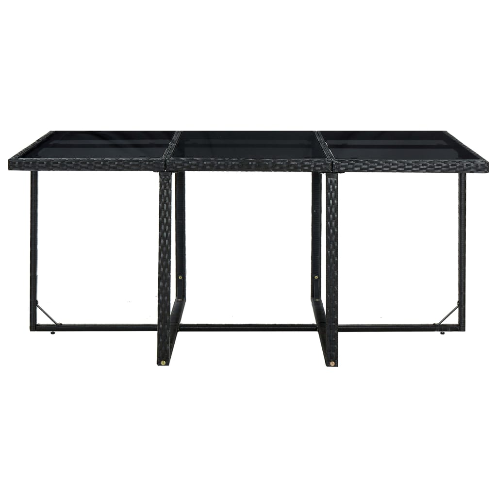 -Delige Tuinset Met Kussens Poly Rattan Zwart En Wit 167 cm tafellengte 10x Fauteuil + Tafel