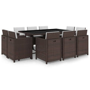 Tuinset 11-delig poly rattan bruin