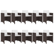 -Delige Tuinset Met Kussens Poly Rattan Bruin 167 cm tafellengte 10x Fauteuil + Tafel
