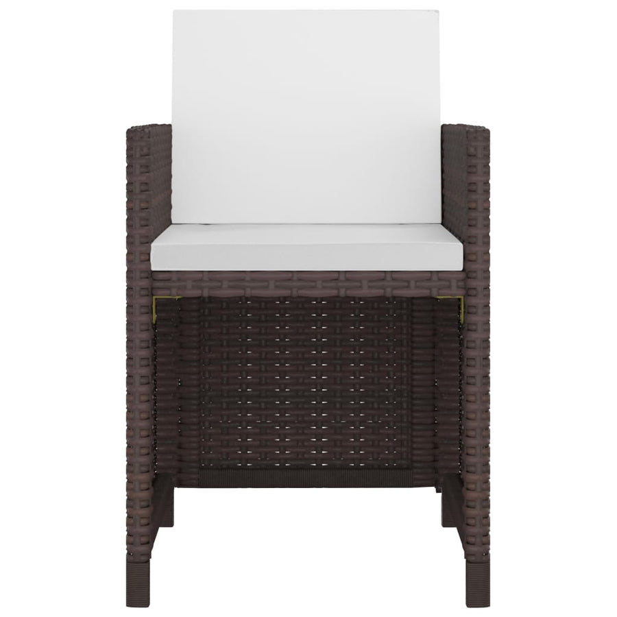 -Delige Tuinset Met Kussens Poly Rattan Bruin 167 cm tafellengte 10x Fauteuil + Tafel