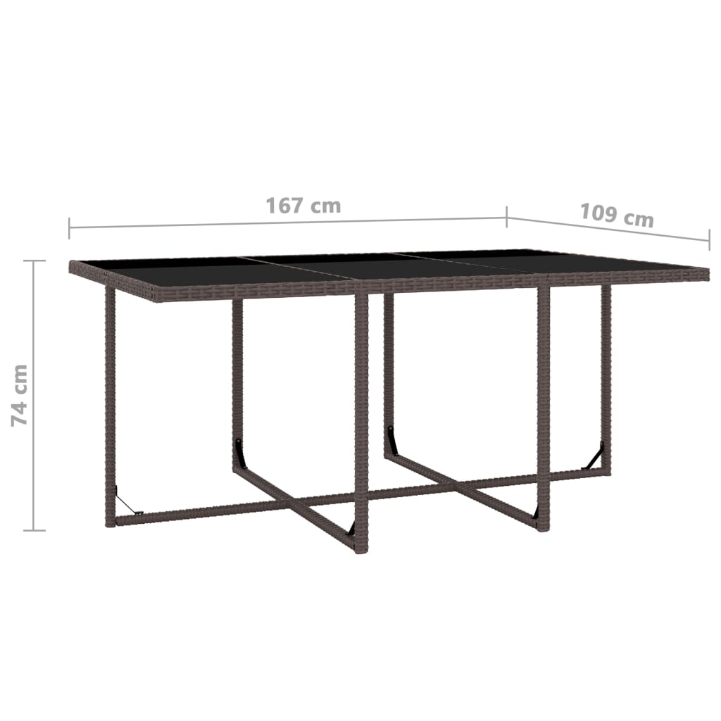 -Delige Tuinset Met Kussens Poly Rattan Bruin 167 cm tafellengte 10x Fauteuil + Tafel