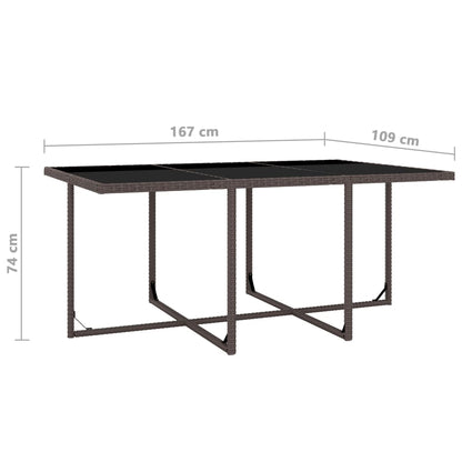-Delige Tuinset Met Kussens Poly Rattan Bruin 167 cm tafellengte 10x Fauteuil + Tafel