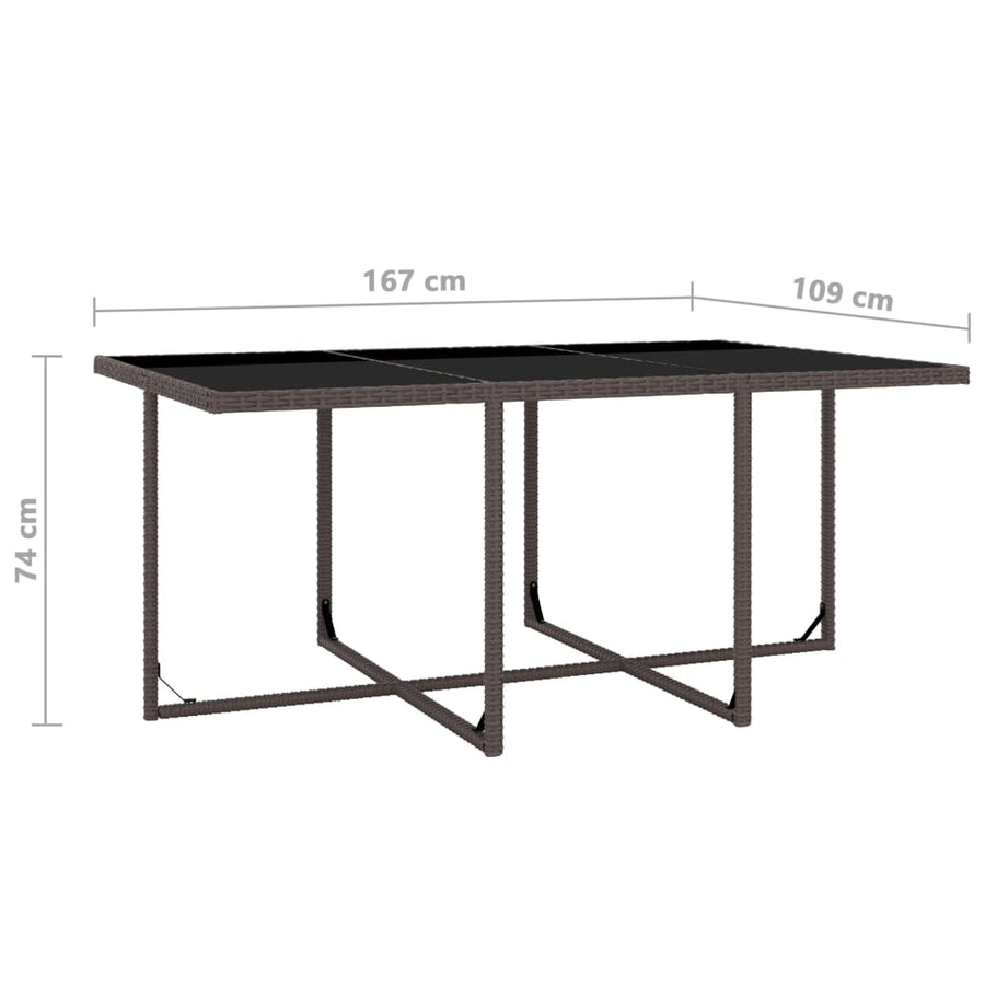 -Delige Tuinset Met Kussens Poly Rattan Bruin 167 cm tafellengte 10x Fauteuil + Tafel