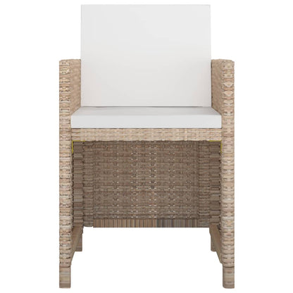 -Delige Tuinset Met Kussens Poly Rattan Beige 167 cm tafellengte 10x Fauteuil + Tafel
