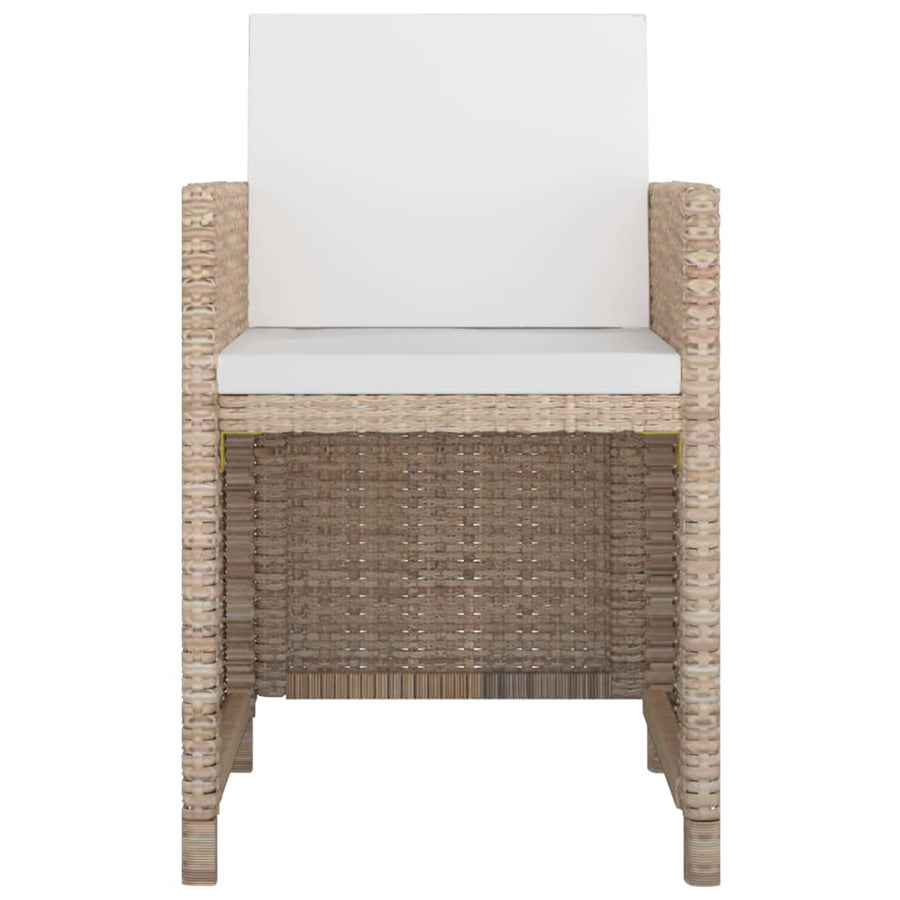 -Delige Tuinset Met Kussens Poly Rattan Beige 167 cm tafellengte 10x Fauteuil + Tafel