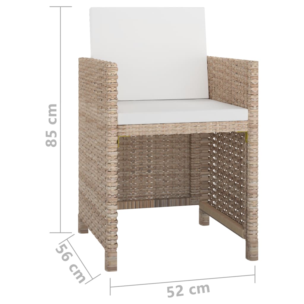 -Delige Tuinset Met Kussens Poly Rattan Beige 167 cm tafellengte 10x Fauteuil + Tafel