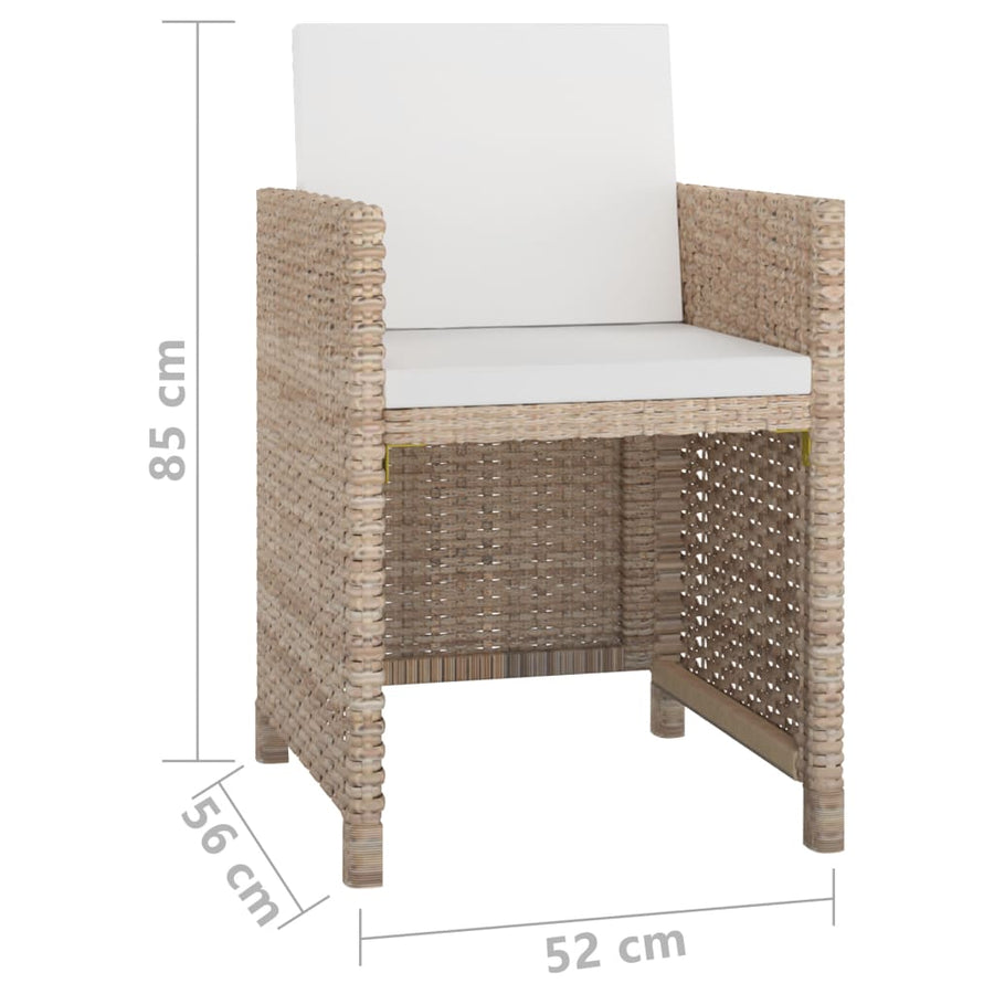 -Delige Tuinset Met Kussens Poly Rattan Beige 167 cm tafellengte 10x Fauteuil + Tafel