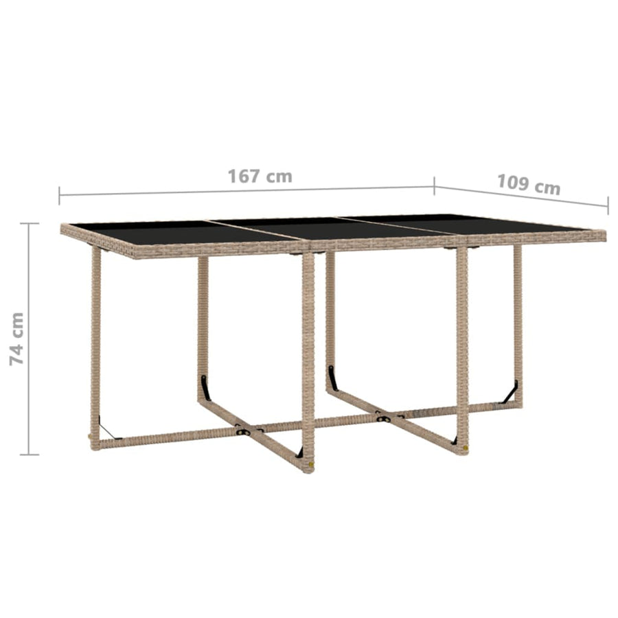 -Delige Tuinset Met Kussens Poly Rattan Beige 167 cm tafellengte 10x Fauteuil + Tafel