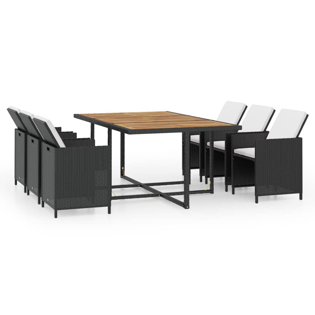 1 Tuinset Met Kussens Poly Rattan Zwart En Bruin 1
