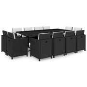 Tuinset 13-delig poly rattan zwart met kussens