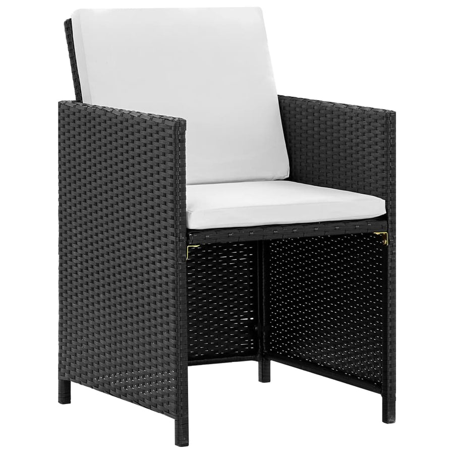 3-Delige Tuinset Met Kussens Poly Rattan Zwart En Wit 225 cm tafellengte 12x Fauteuil + Tafel