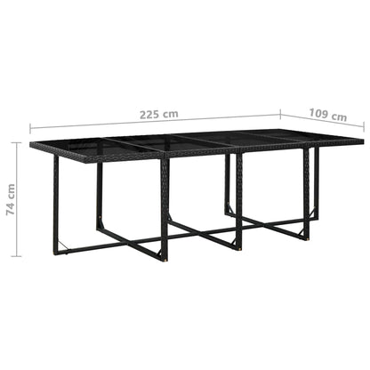 3-Delige Tuinset Met Kussens Poly Rattan Zwart En Wit 225 cm tafellengte 12x Fauteuil + Tafel