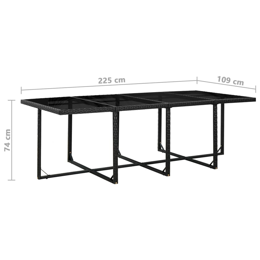 3-Delige Tuinset Met Kussens Poly Rattan Zwart En Wit 225 cm tafellengte 12x Fauteuil + Tafel