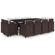 Tuinset 13-delig poly rattan bruin