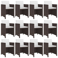 3-Delige Tuinset Met Kussens Poly Rattan Bruin 225 cm tafellengte 12x Fauteuil + Tafel