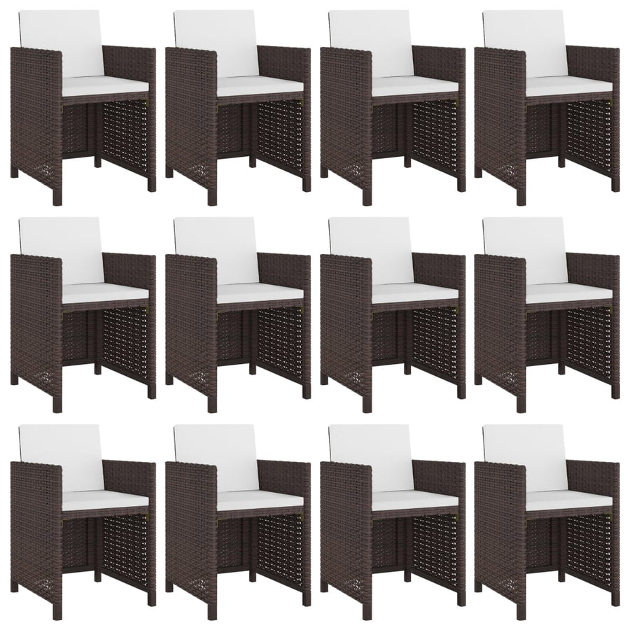 3-Delige Tuinset Met Kussens Poly Rattan Bruin 225 cm tafellengte 12x Fauteuil + Tafel