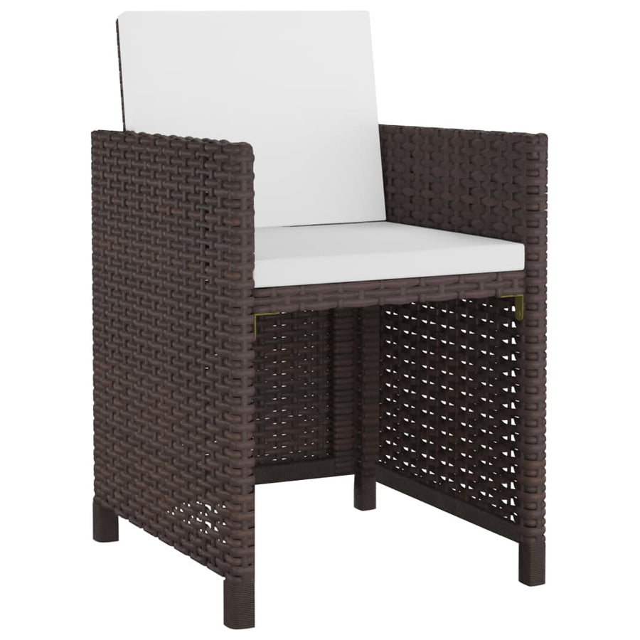 3-Delige Tuinset Met Kussens Poly Rattan Bruin 225 cm tafellengte 12x Fauteuil + Tafel