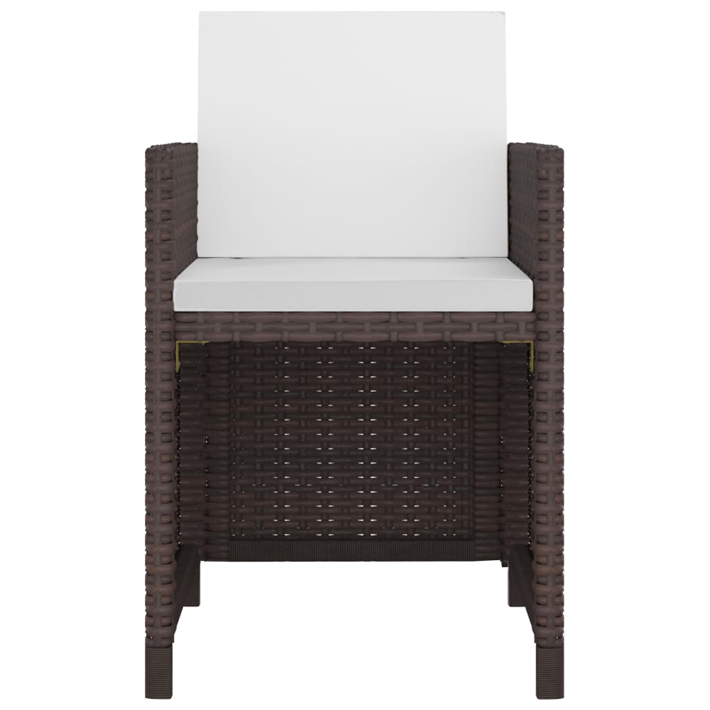 3-Delige Tuinset Met Kussens Poly Rattan Bruin 225 cm tafellengte 12x Fauteuil + Tafel