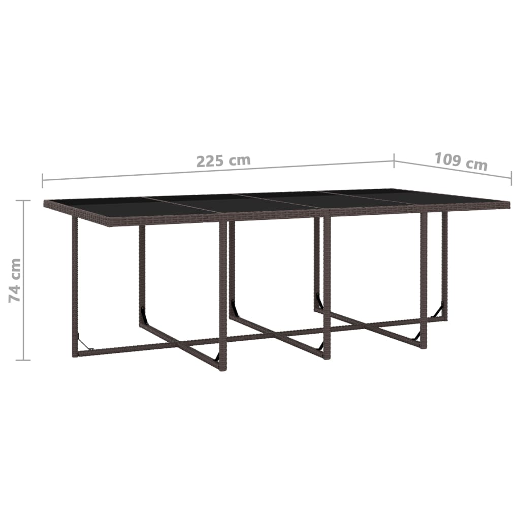 3-Delige Tuinset Met Kussens Poly Rattan Bruin 225 cm tafellengte 12x Fauteuil + Tafel