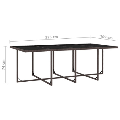 3-Delige Tuinset Met Kussens Poly Rattan Bruin 225 cm tafellengte 12x Fauteuil + Tafel