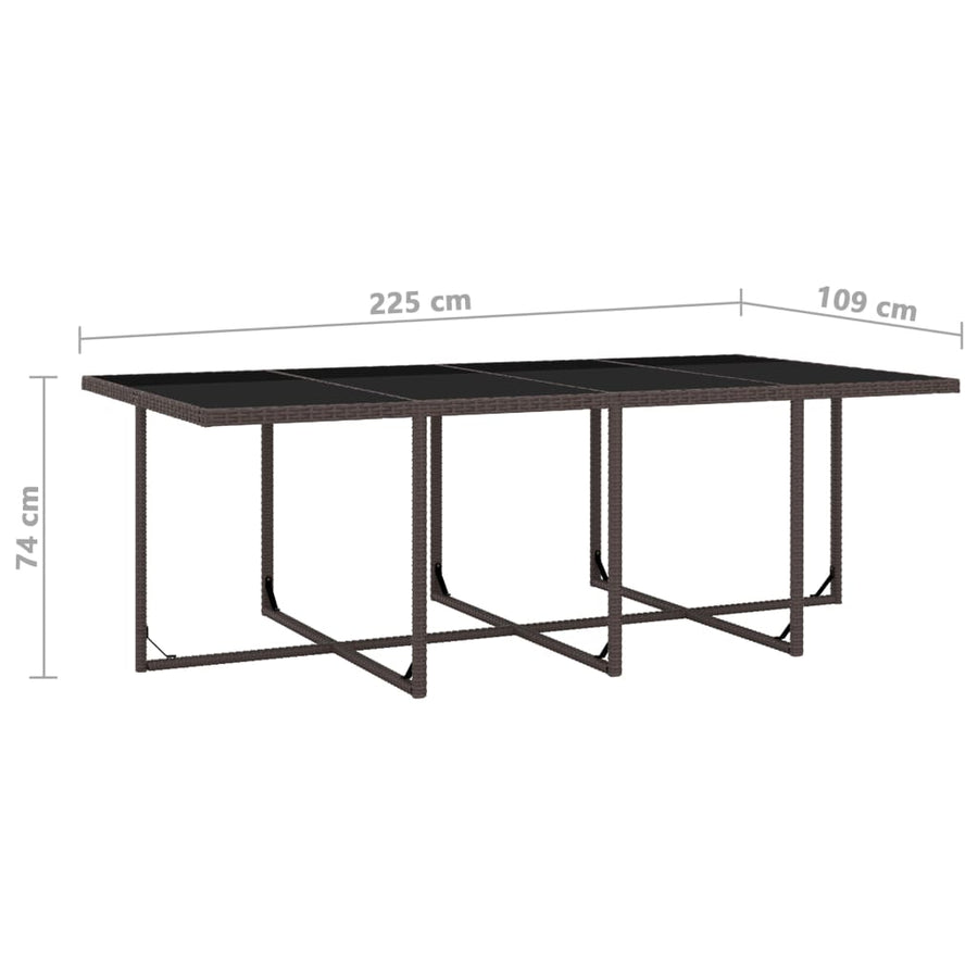 3-Delige Tuinset Met Kussens Poly Rattan Bruin 225 cm tafellengte 12x Fauteuil + Tafel