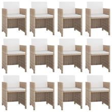 3-Delige Tuinset Met Kussens Poly Rattan Beige 225 cm tafellengte 12x Fauteuil + Tafel