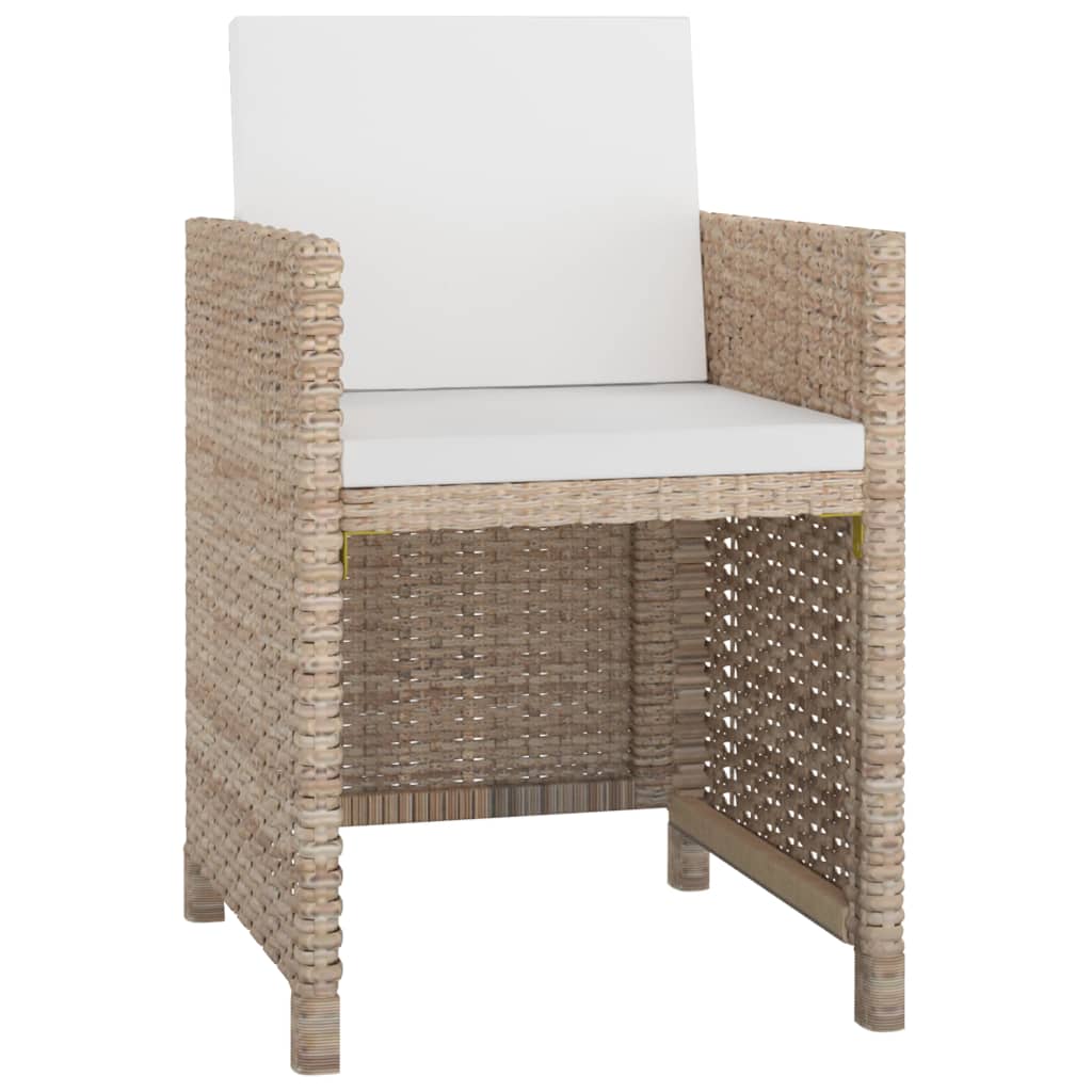 3-Delige Tuinset Met Kussens Poly Rattan Beige 225 cm tafellengte 12x Fauteuil + Tafel